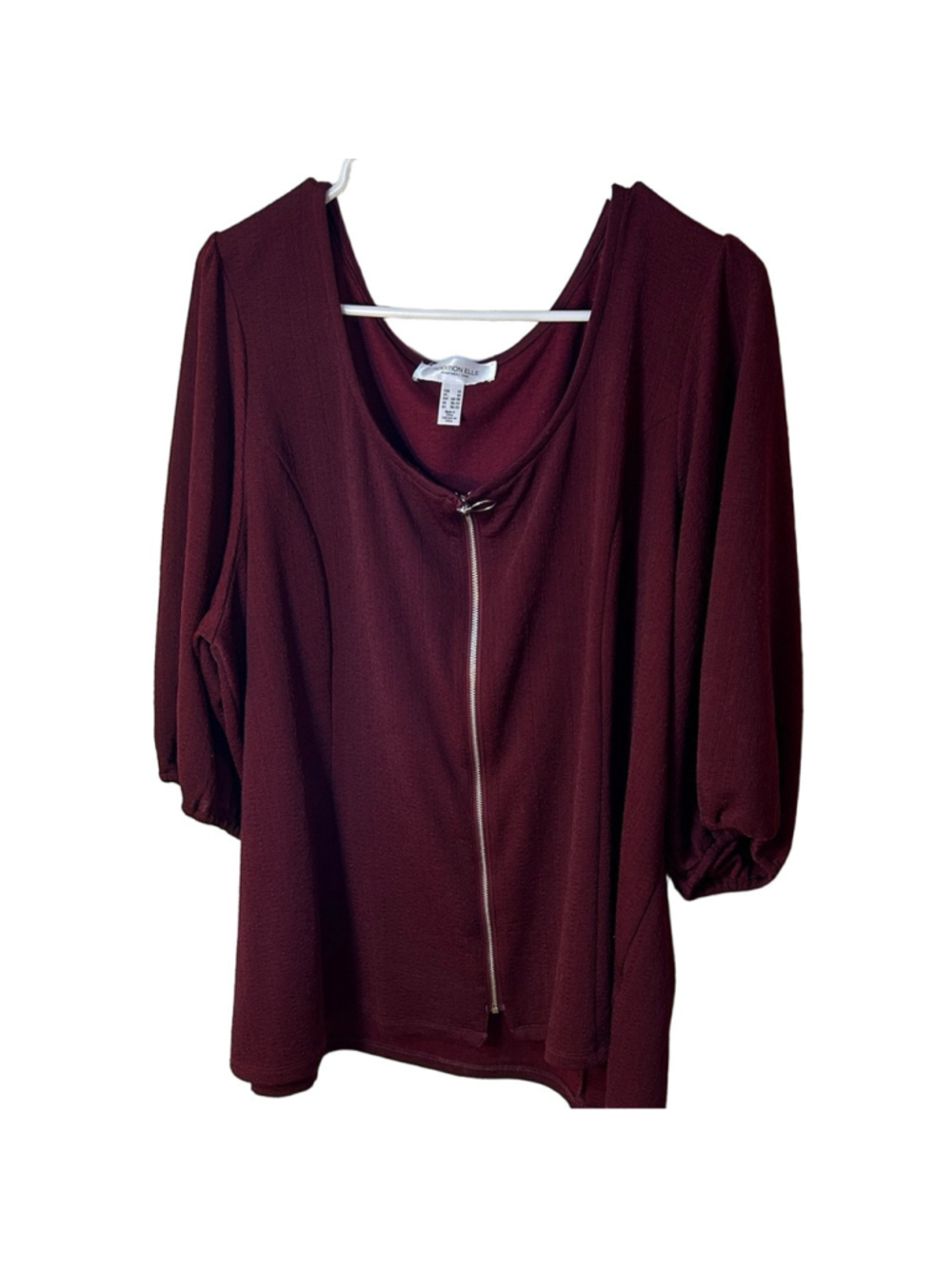 Pennington’s Addition Elle Maroon short sleeve Zip-Up Top size 4X
